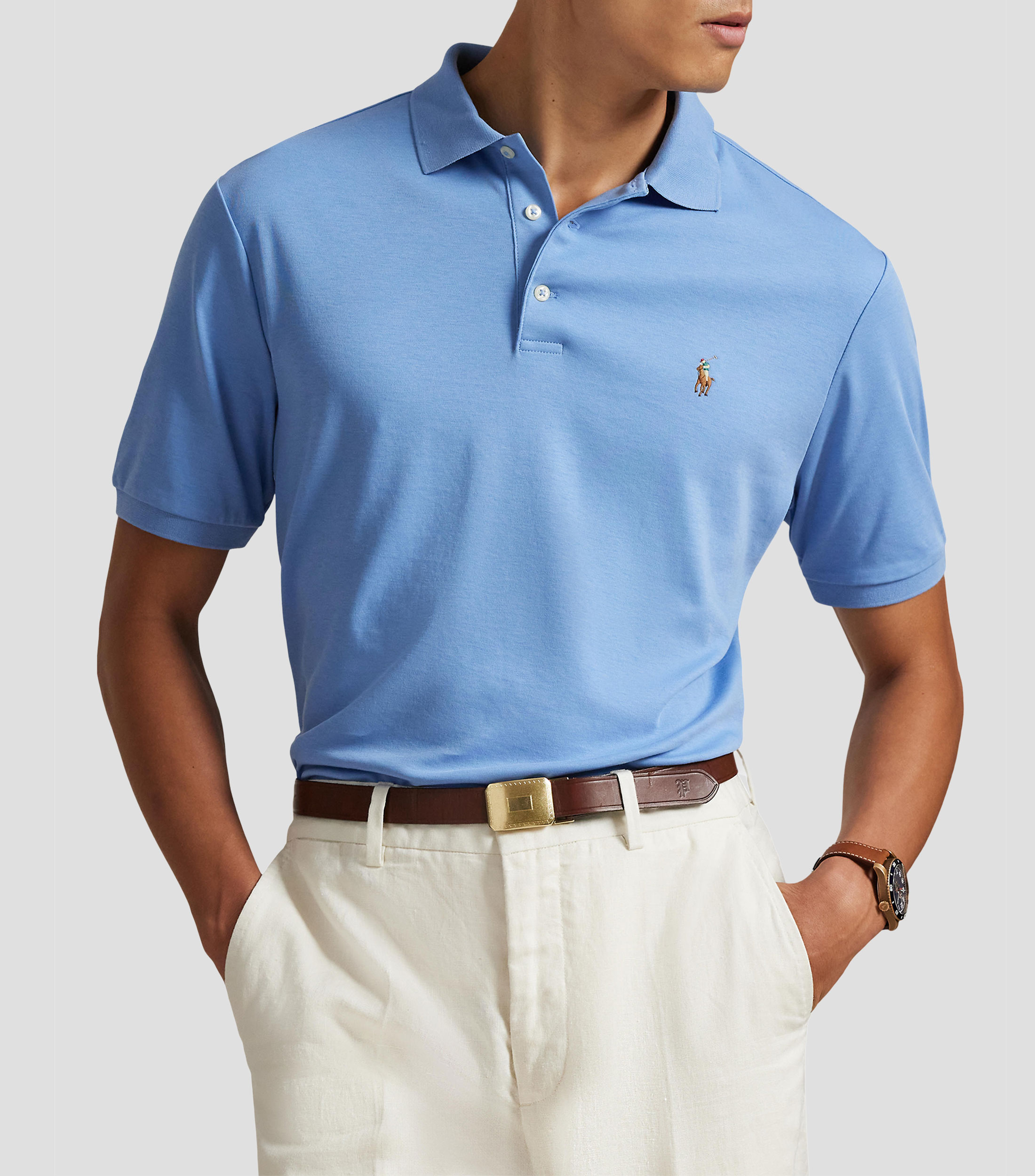 Playera tipo polo manga corta lisa Hombre